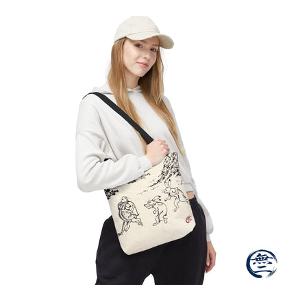 Choju Giga Tote Bag -WASHI- Japanese Frogs and Rabbits Vintage Scroll Art | MU-NI Japan