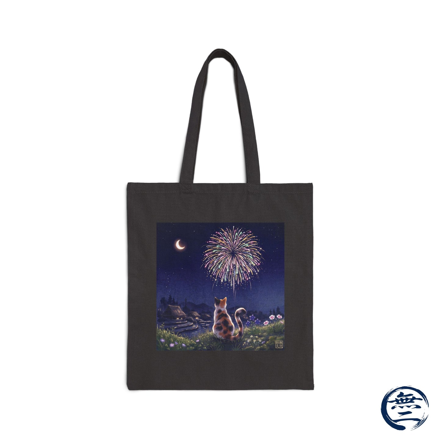 Japanese Calico Cat Fireworks Canvas Tote Bag, Nostalgic Night Sky Summer  Heavy Cotton Shoulder Bag | MU-NI Japan