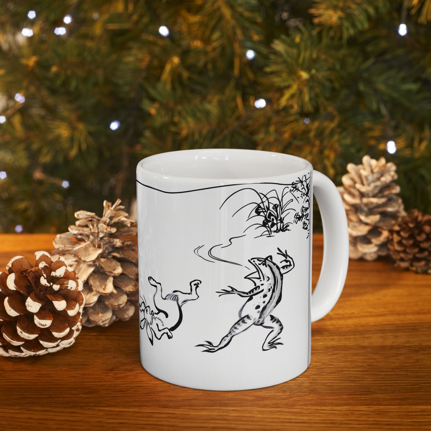 Choju-giga Frogs & Rabbits Ceramic Mug, (11oz, 15oz) - Ancient Japanese Manga Art Coffee Cup | RHC MU-NI Japan