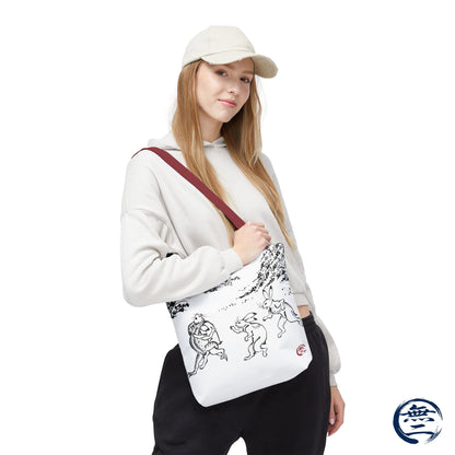 Choju Giga Tote Bag -SHIRO- Japanese Frogs and Rabbits Vintage Scroll Art | MU-NI Japan