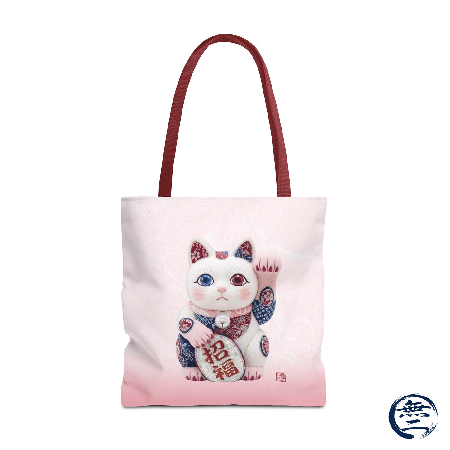 Shin-Maneki neko Modern Kimekomi Decor Style Tote Bag | Kawaii Odd-Eye & Smile Dual Design- Beckon Health and Happiness MS2D | MU-NI Japan
