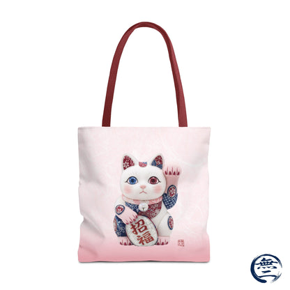 Shin-Maneki neko Modern Kimekomi Decor Style Tote Bag | Kawaii Odd-Eye & Smile Dual Design- Beckon Health and Happiness MS2D | MU-NI Japan