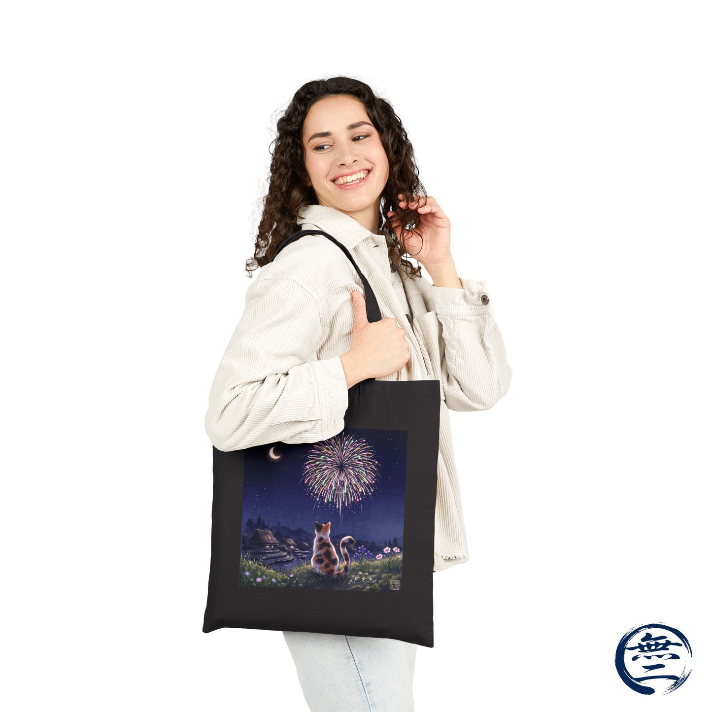 Japanese Calico Cat Fireworks Canvas Tote Bag, Nostalgic Night Sky Summer  Heavy Cotton Shoulder Bag | MU-NI Japan