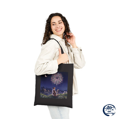 Japanese Calico Cat Fireworks Canvas Tote Bag, Nostalgic Night Sky Summer  Heavy Cotton Shoulder Bag | MU-NI Japan