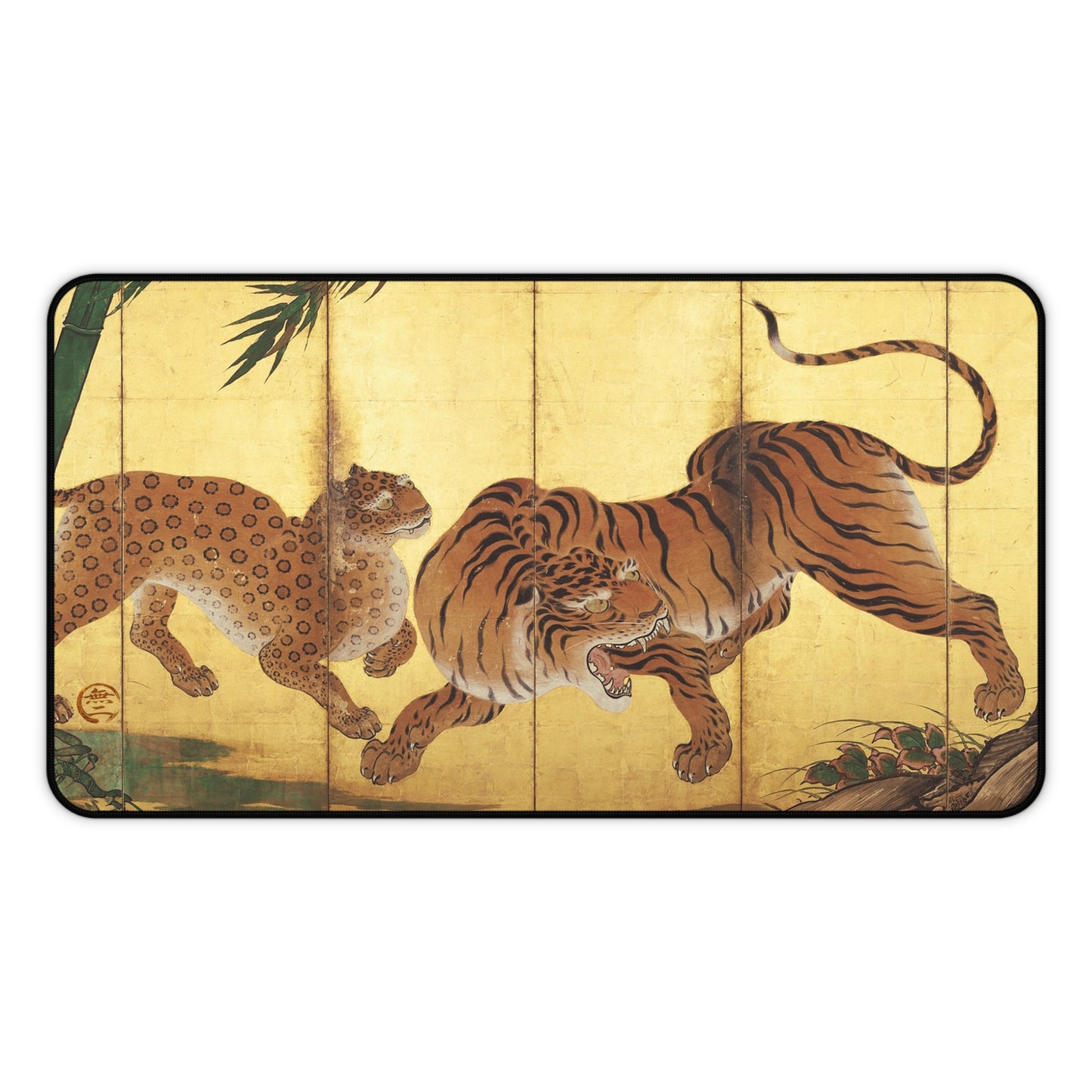 Kano Sanraku Ancient Japanese Tiger - Screen Art Desk Mat Vintage Art Large Mousepad | RHC MU-NI Japan