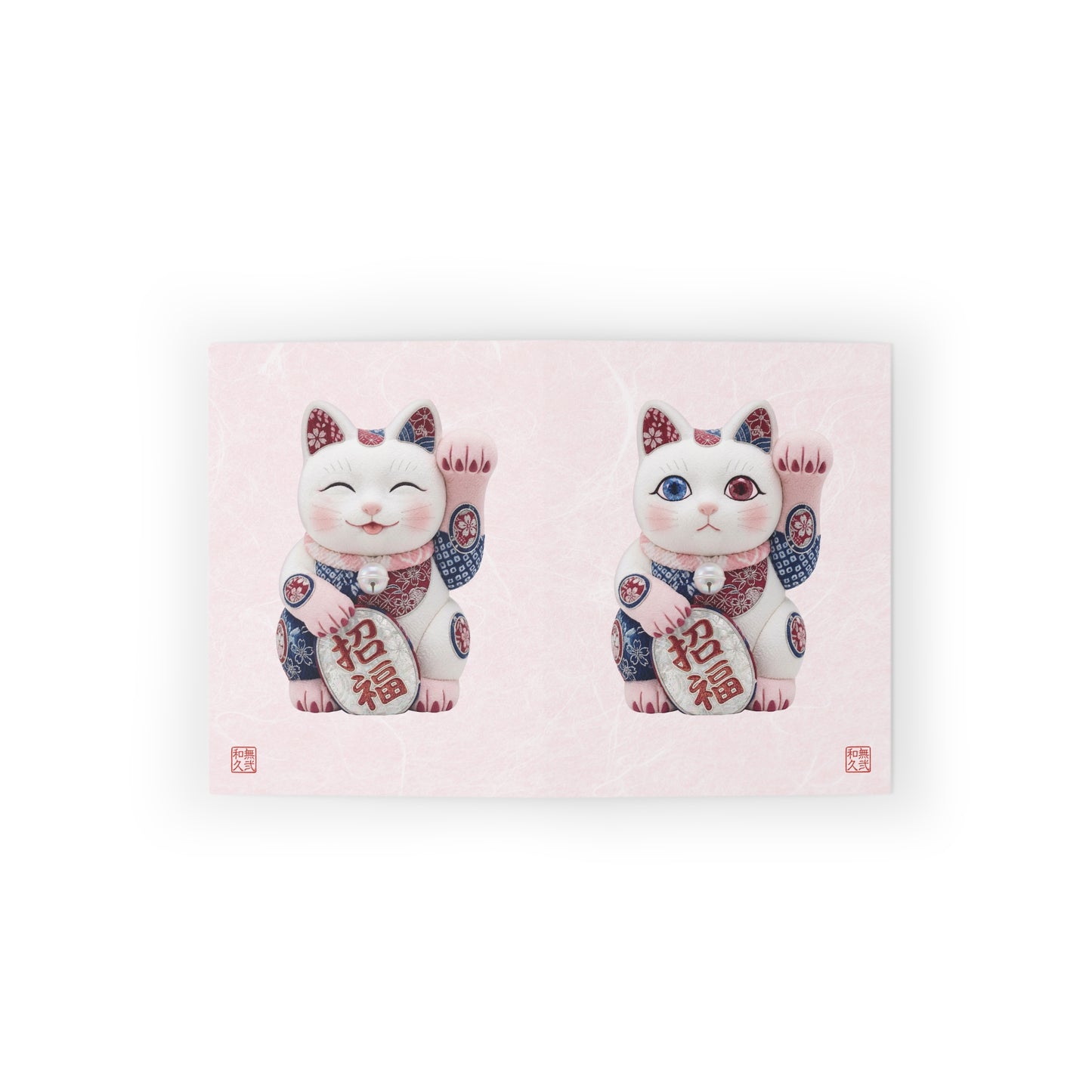 Shin-Maneki neko Modern Kimekomi Decor Style Premium Greeting Cards (8,16.24pcs) - Beckon Health and Happiness, Postcards MS2P | MU-NI Japan