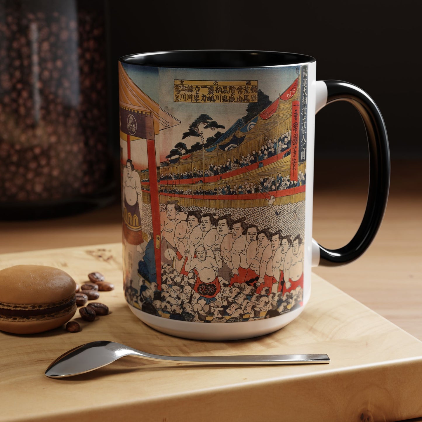 Vintage Sumo Ukiyo-e Accent Mug - Utagawa Kuniyoshi Japanese Art | RHC MU-NI Japan