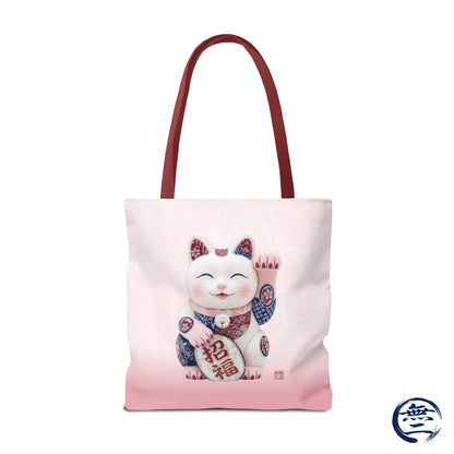 Shin-Maneki neko Modern Kimekomi Decor Style Tote Bag | Kawaii Odd-Eye & Smile Dual Design- Beckon Health and Happiness MS2D | MU-NI Japan