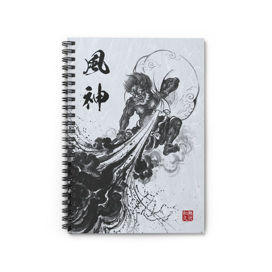 Fujin Japanese Sumi-e Ink Art Style Spiral Notebook - New Difinition of Wind God, Towards a Realm of Flow FJ2I | MU-NI Japan