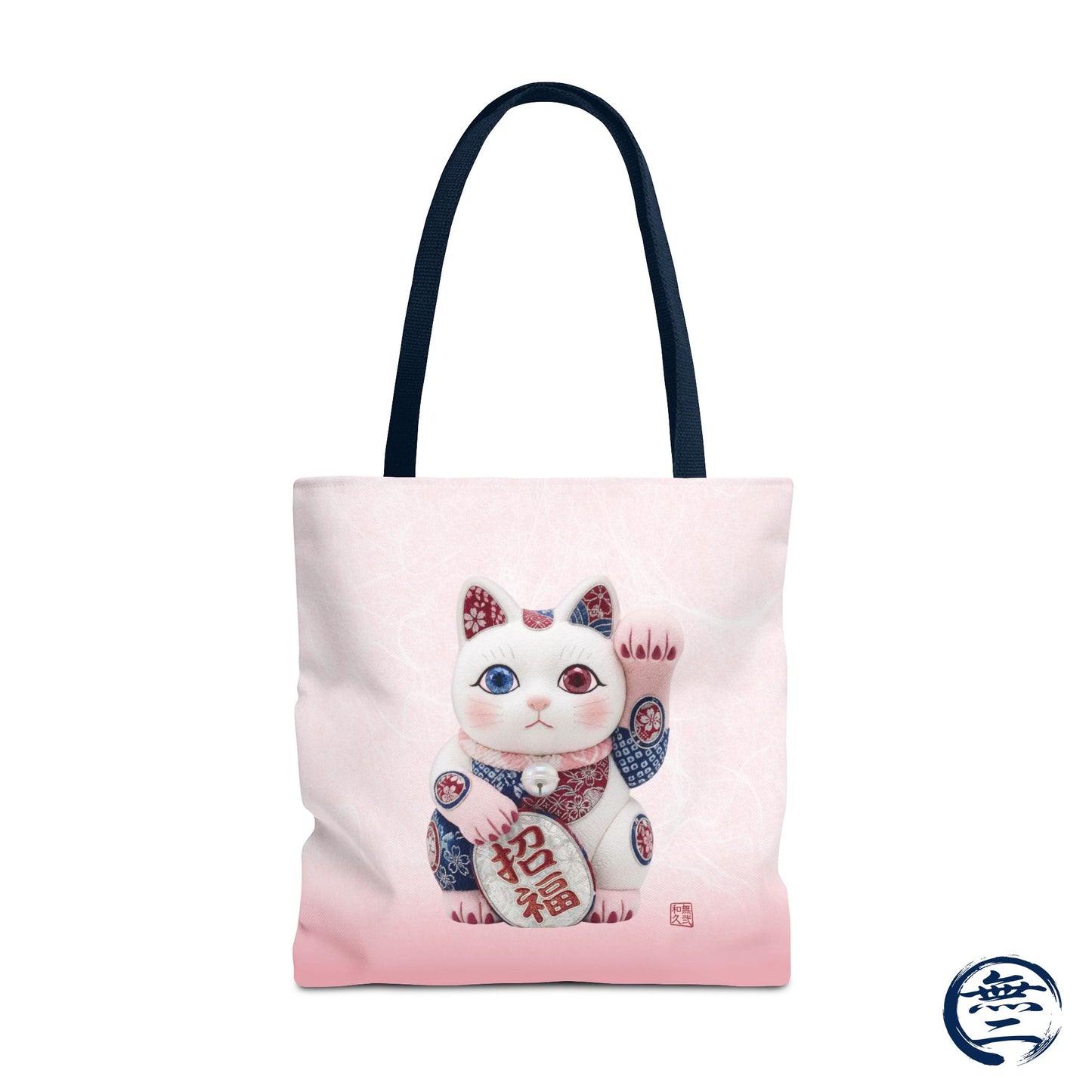 Shin-Maneki neko Modern Kimekomi Decor Style Tote Bag | Kawaii Odd-Eye & Smile Dual Design- Beckon Health and Happiness MS2D | MU-NI Japan