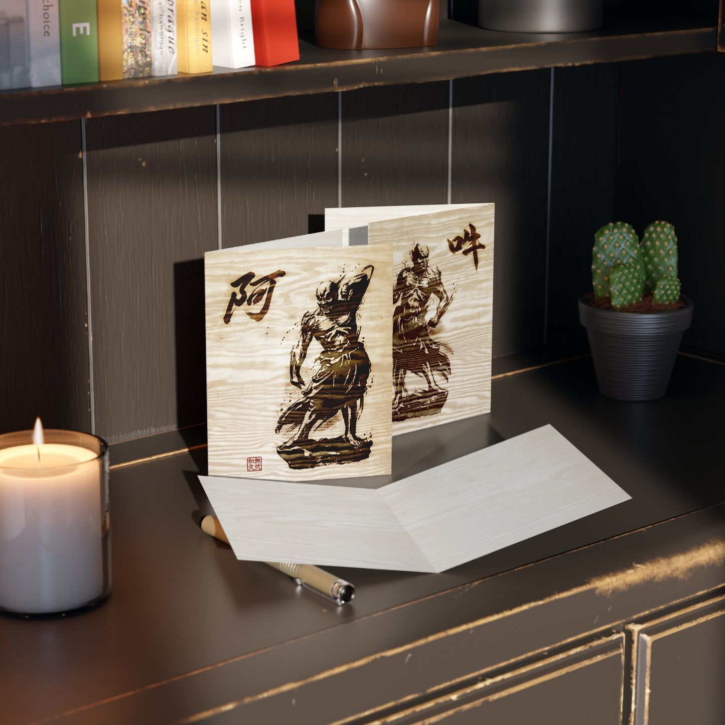 Nioh Guardian Buddhist Art Postcards - Modern Zen Pyrography Style (8, 16, and 24 pcs) , Japanese Spiritual Protection NI3P | MU-NI Japan