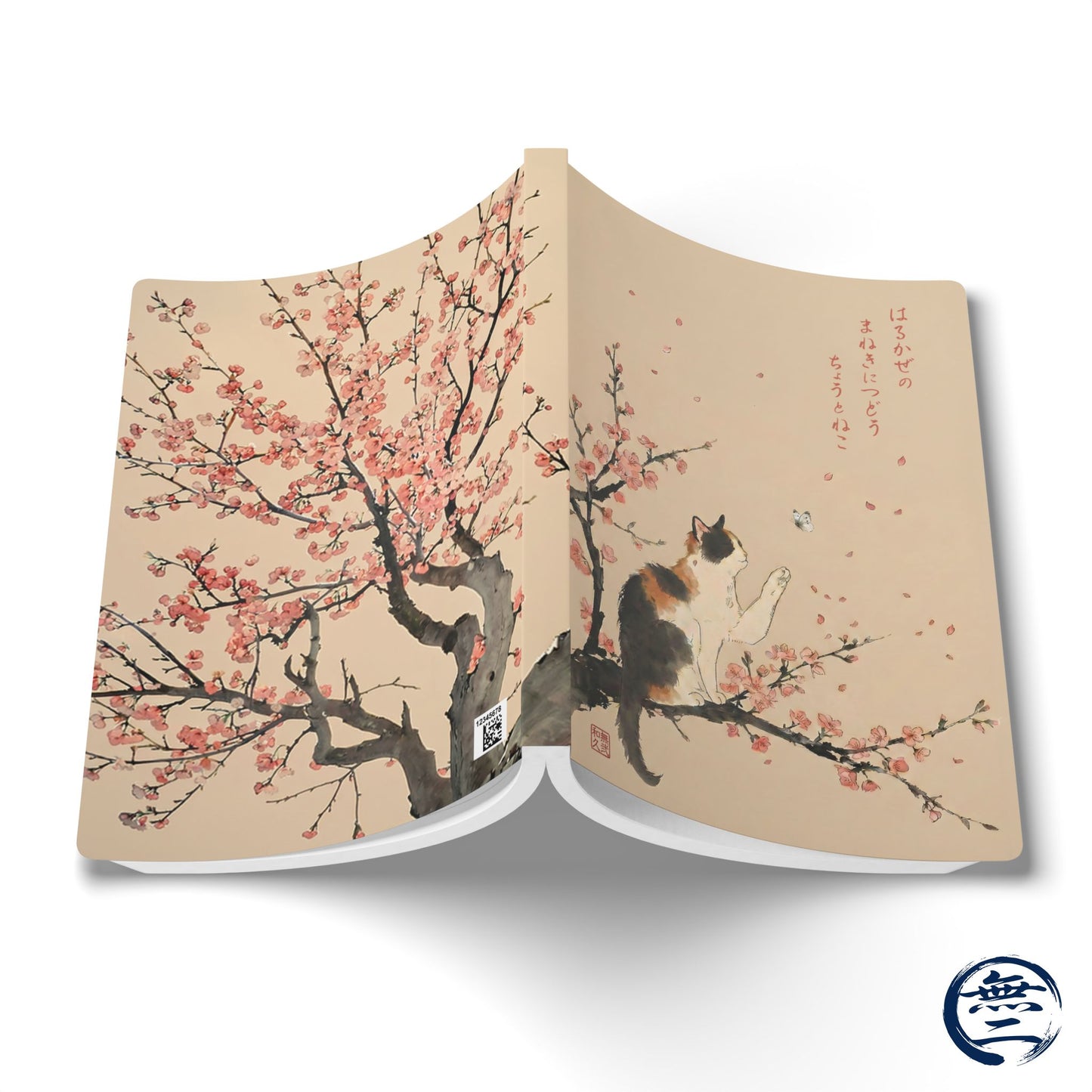 Japanese Calico Cat Cherry Blossom Softcover Journal | MU-NI Japan