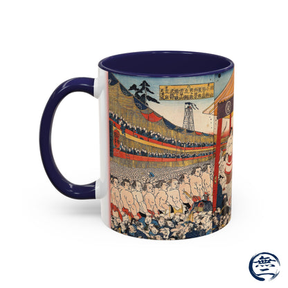 Vintage Sumo Ukiyo-e Accent Mug - Utagawa Kuniyoshi Japanese Art | RHC MU-NI Japan