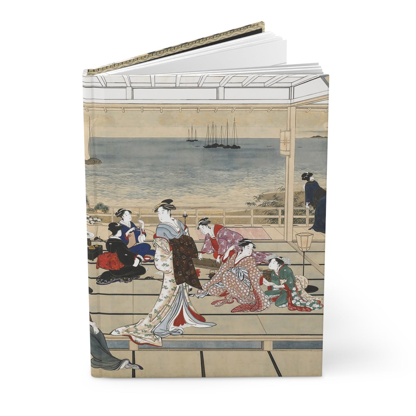 Utamaro Moonline Shinagawa Ukiyo-e Hardcover Journal Matte - Vintage Japanese Art Notebook Writing Diary | RHC 018 MU-NI Japan