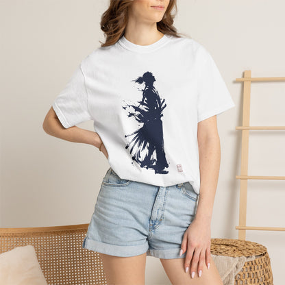 Minimalist Samurai Silhouette Zen T-Shirt - One and Only Garment-Dyed Tee SR4T | MU-NI Japan