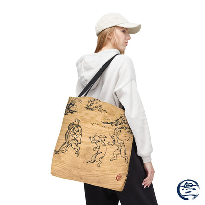 Choju Giga Tote Bag -MOKUME- Japanese Frogs and Rabbits Vintage Scroll Art | MU-NI Japan