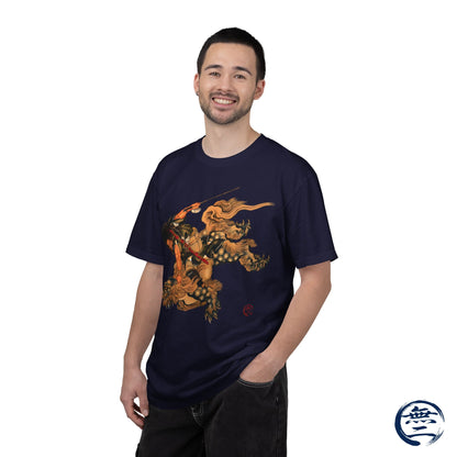 Hokusai Shoki Riding Shishi Lion T-Shirts - The Demon Queller Authentic Japanese Hero | MU-NI Japan