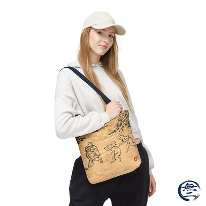 Choju Giga Tote Bag -MOKUME- Japanese Frogs and Rabbits Vintage Scroll Art | MU-NI Japan