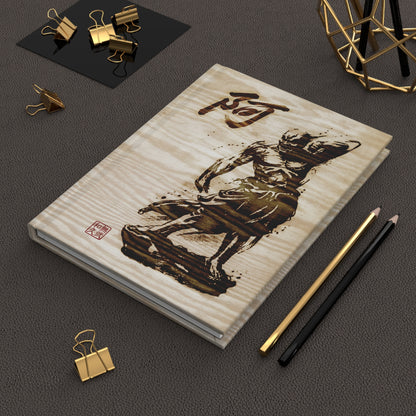Japanese Nioh Guardian Statues Pyrography Style Matte Hardcover Journal - Zen Buddhist Art,Traditional Wood Burn Design NI3J | MU-NI Japan