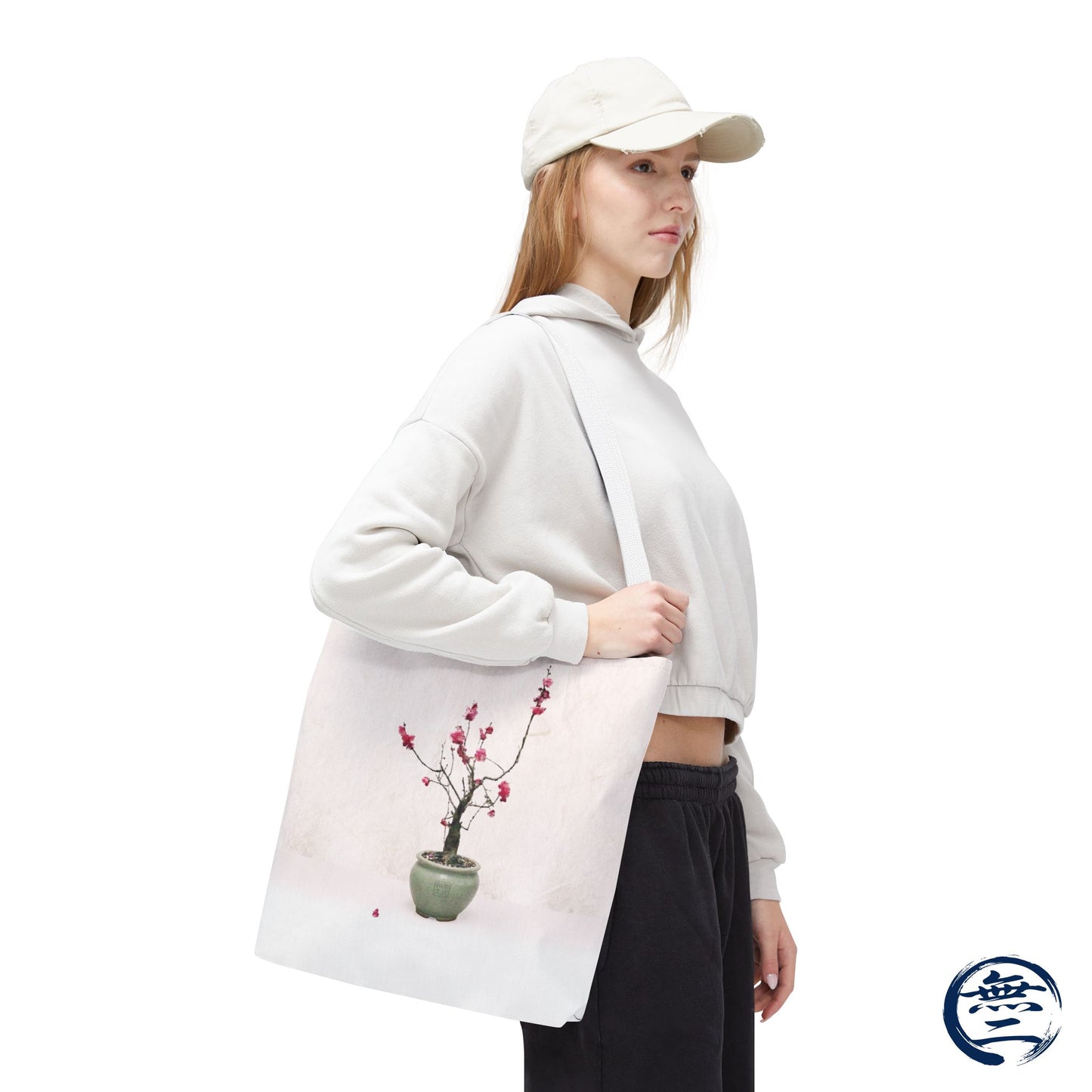 Japanese Red Plum Bonsai Tote Bag - Zen Aesthetic All-Over Print Handbag, Abstract Japandi Art Spring Floral Gift PL1D | MU-NI Japan