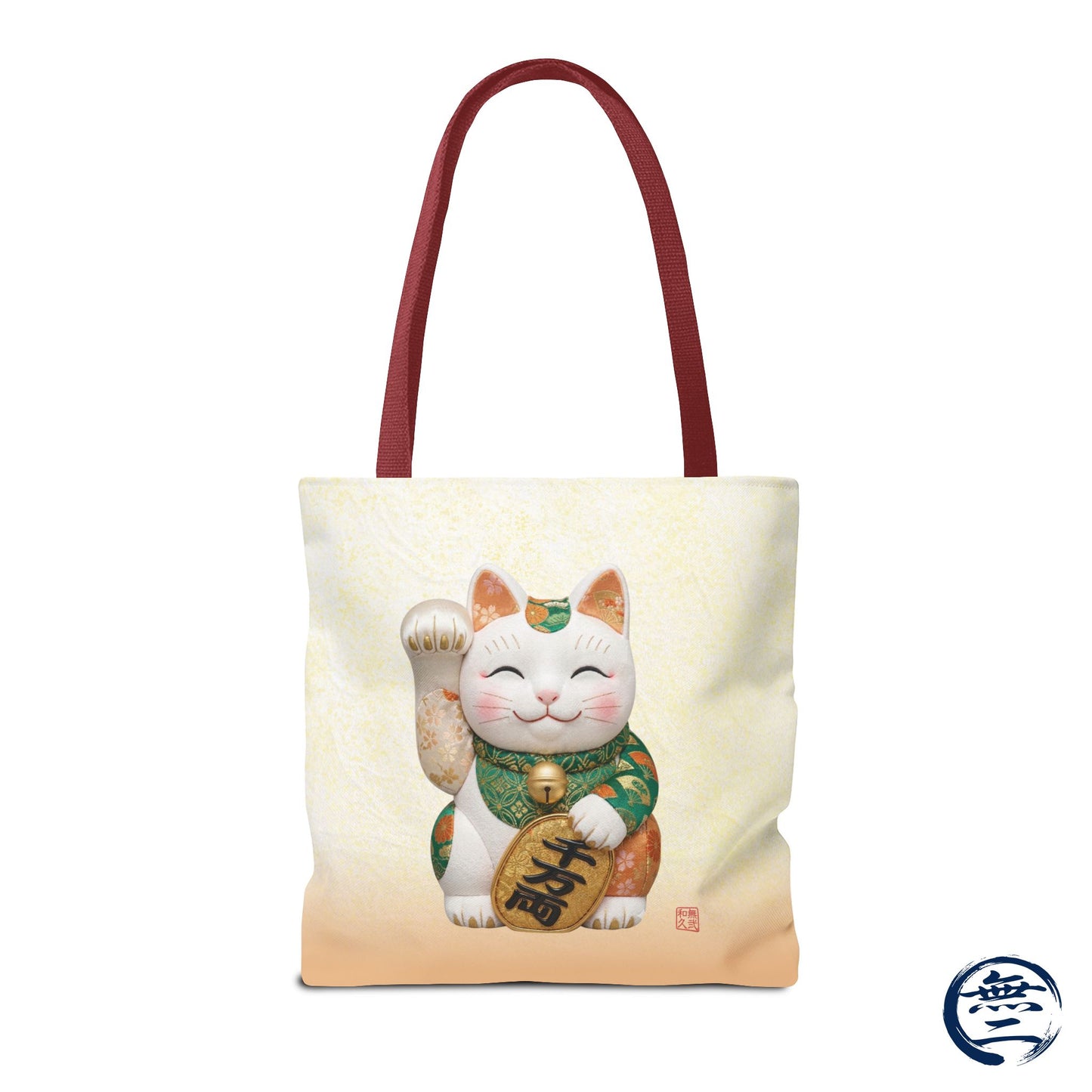 Shin-Maneki neko Modern Kimekomi Decor Style Tote Bag | Kawaii Odd-Eye & Smile Dual Design- Beckon Wealth and Prosperity MK2D | MU-NI Japan