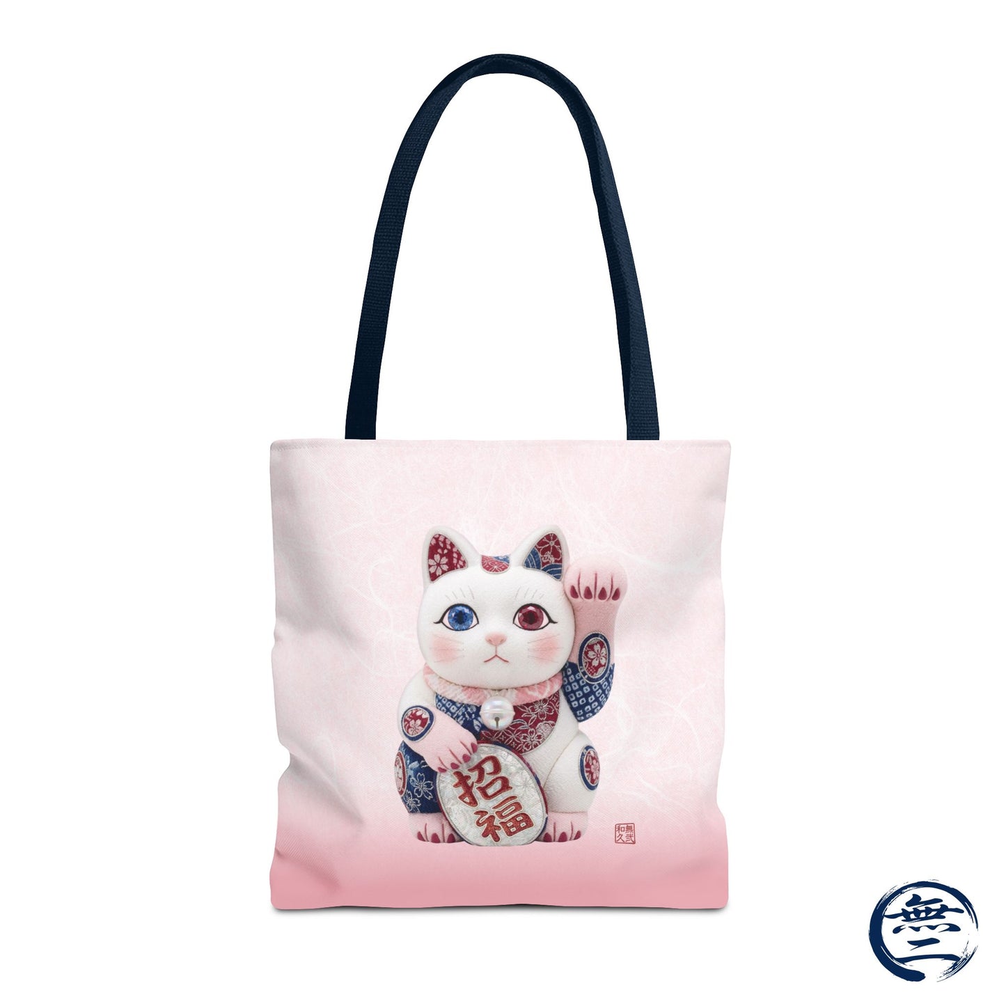 Shin-Maneki neko Modern Kimekomi Decor Style Tote Bag | Kawaii Odd-Eye & Smile Dual Design- Beckon Health and Happiness MS2D | MU-NI Japan
