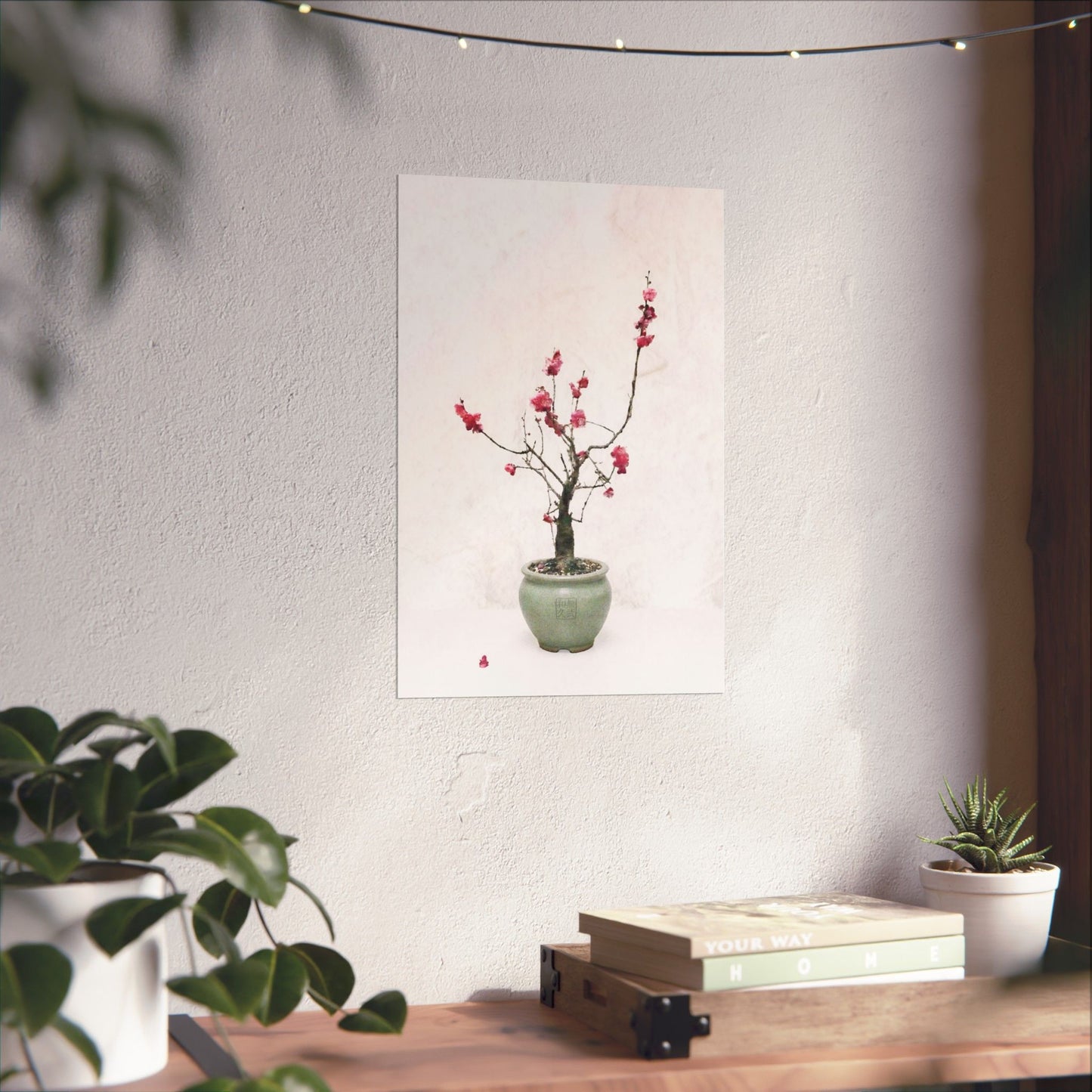 Japanese Red Plum Blossom Bonsai Art Matte Vertical Poster - Zen Botanical Decor, Minimalist Japandi Wall Art, Spring Gift PL1K|MU-NIJapan