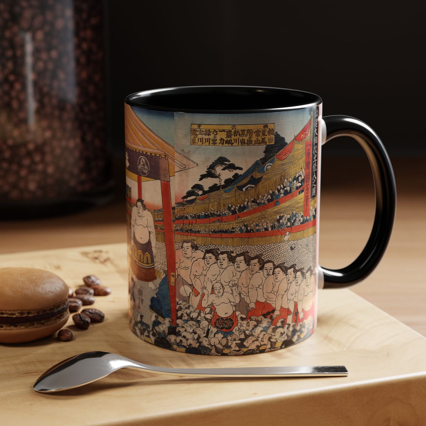 Vintage Sumo Ukiyo-e Accent Mug - Utagawa Kuniyoshi Japanese Art | RHC MU-NI Japan