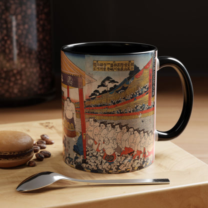 Vintage Sumo Ukiyo-e Accent Mug - Utagawa Kuniyoshi Japanese Art | RHC MU-NI Japan