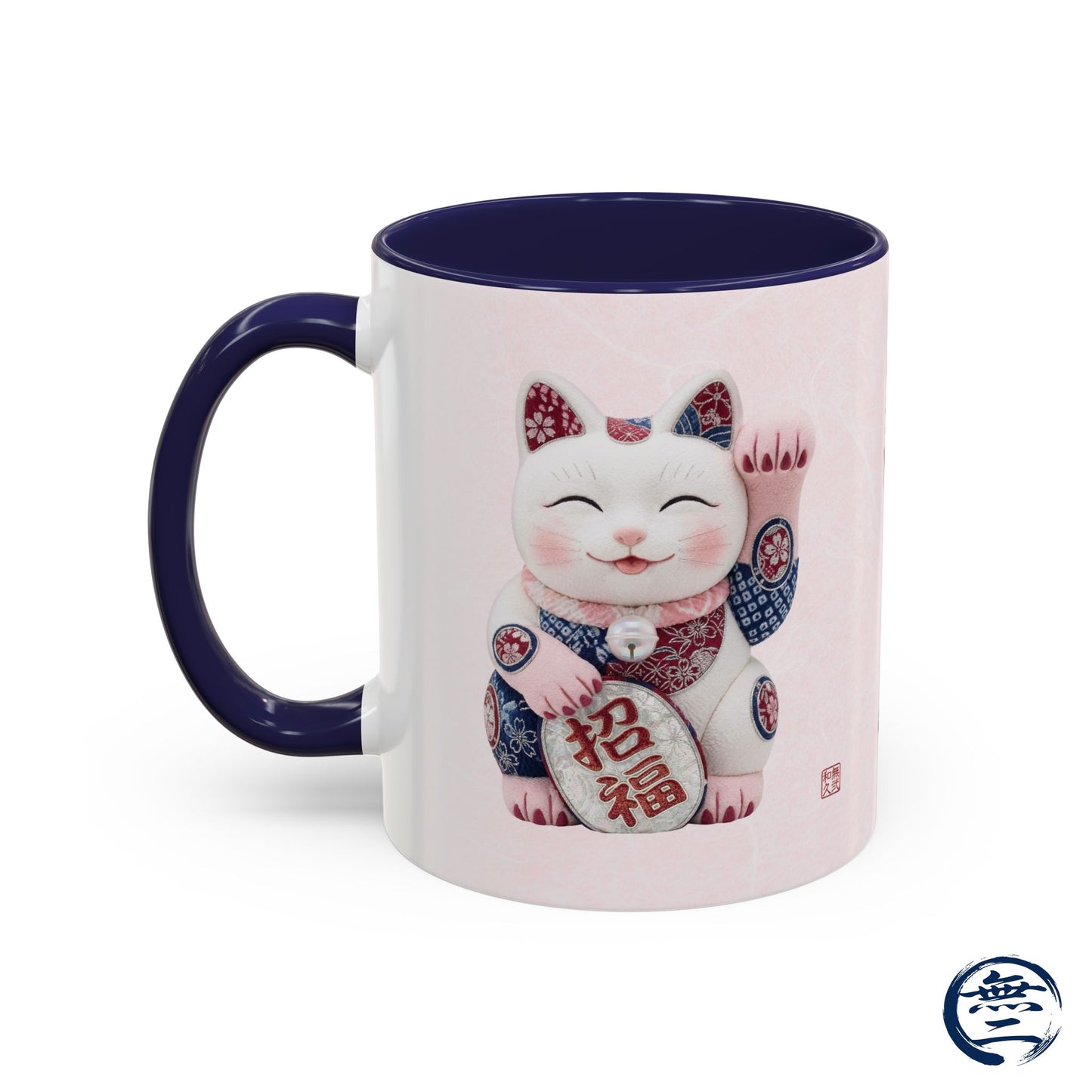Shin-Maneki neko Modern Kimekomi Decor Style Mug (11oz) | Odd-Eye & Smile Dual Design- Beckon Health and Happiness MS2M | MU-NI Japan