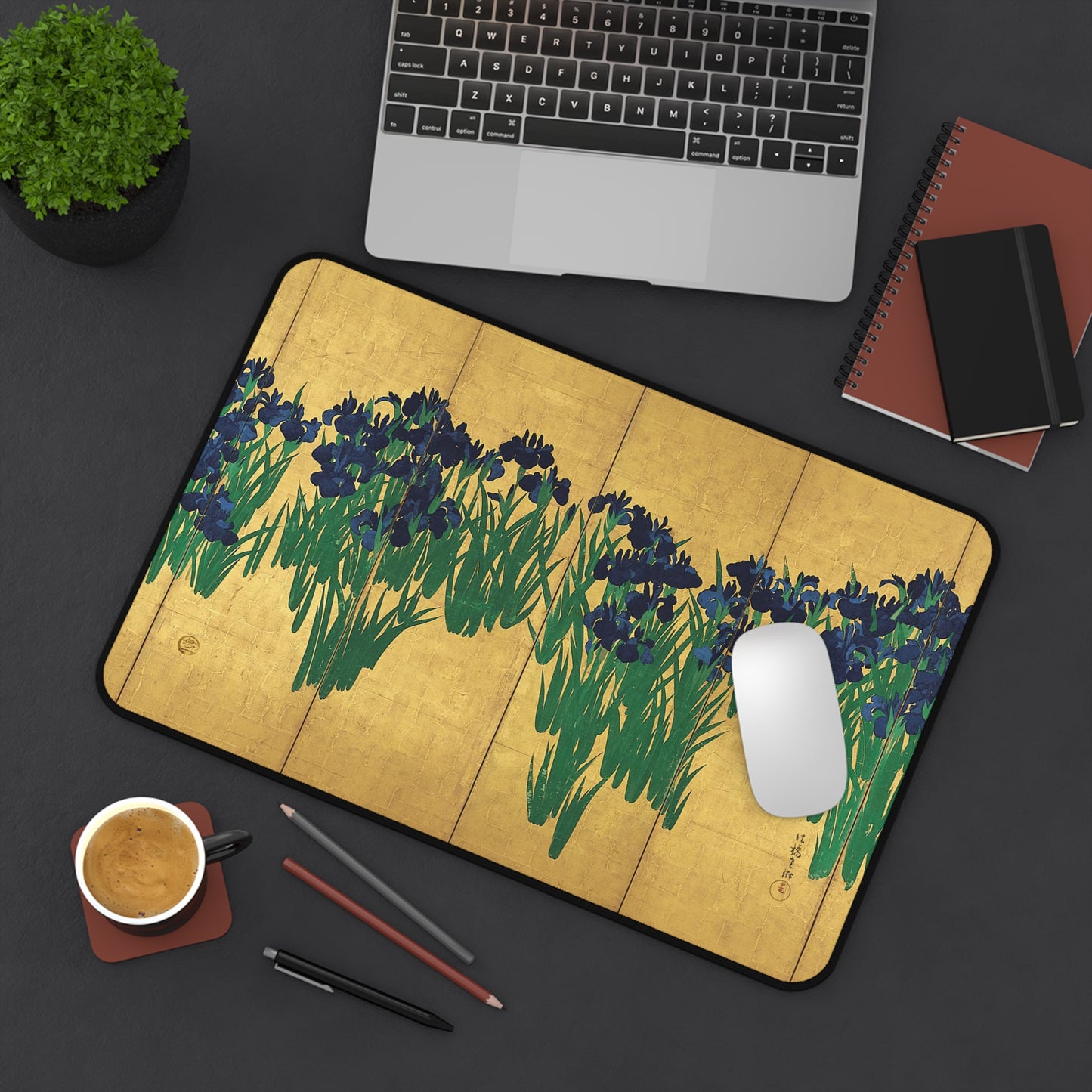 Ogata Korin's Irises Screen Art Desk Mat - 3sizes, Gaming Mouse Pad | RHC 072 MU-NI Japan