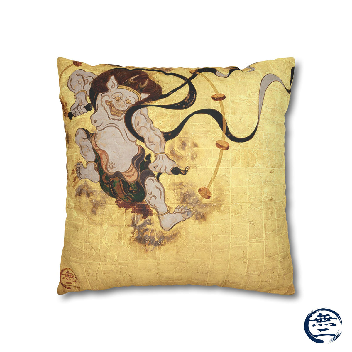 Tawaraya Sotatsu Fajin Raijin Faux Suede Pillow Case | RHC MU-NI Japan