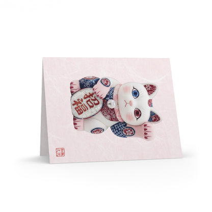 Shin-Maneki neko Modern Kimekomi Decor Style Premium Greeting Cards (8,16.24pcs) - Beckon Health and Happiness, Postcards MS2P | MU-NI Japan