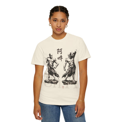Nioh Guardians A-un Graphic Tee - Ink Wash Painting Japanese Zen Buddhist Art, Protective Spirit Minimalist Design T-shirt NI2T | MU-NI Japan