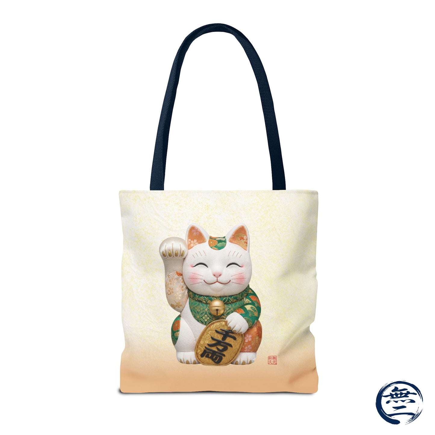 Shin-Maneki neko Modern Kimekomi Decor Style Tote Bag | Kawaii Odd-Eye & Smile Dual Design- Beckon Wealth and Prosperity MK2D | MU-NI Japan