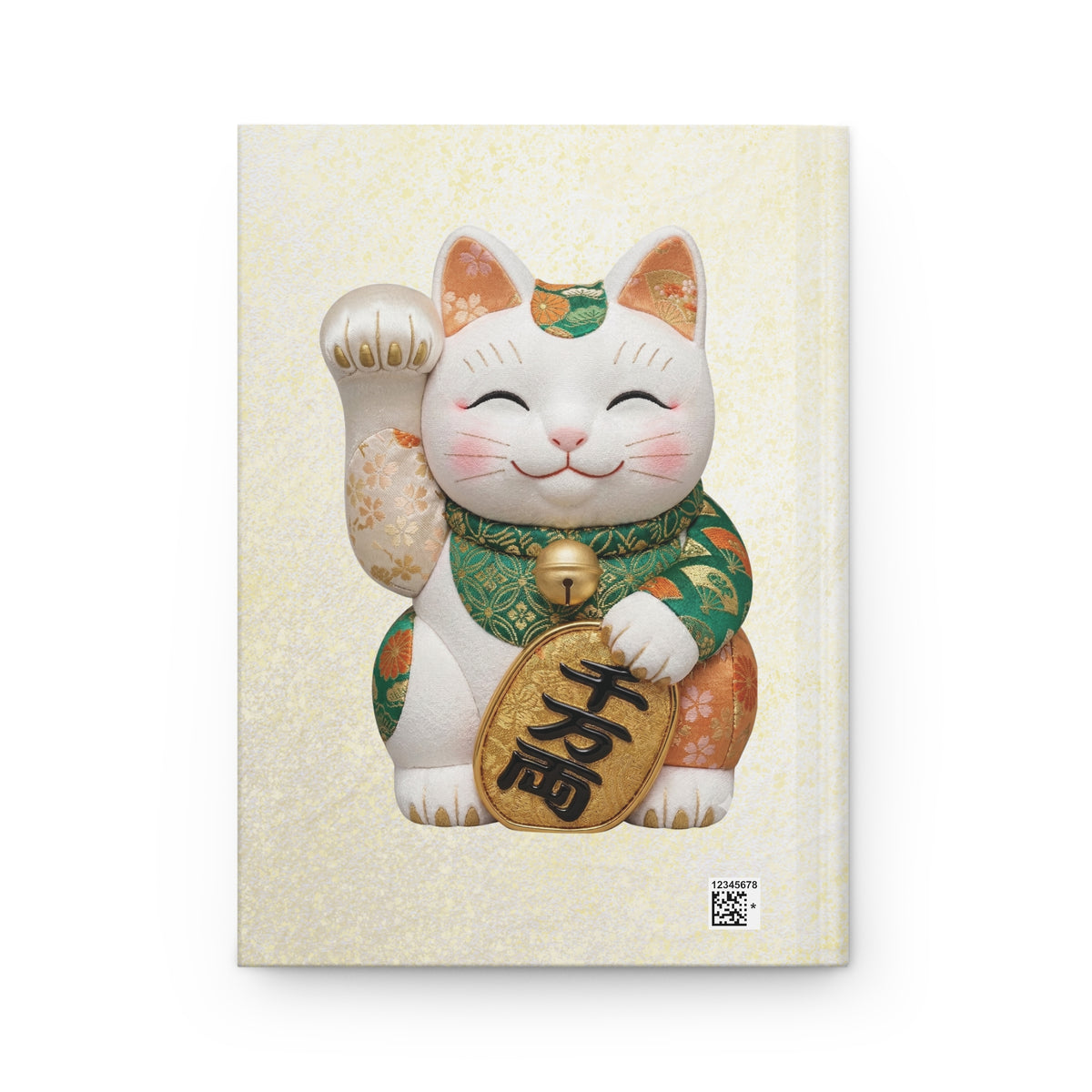 Shin-Maneki neko Modern Kimekomi Decor Hardcover Journal - Beckon Wealth and Prosperity, Kawaii Cat Japandi Style Art MK2J | MU-NI Japan