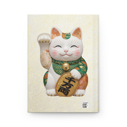 Shin-Maneki neko Modern Kimekomi Decor Hardcover Journal - Beckon Wealth and Prosperity, Kawaii Cat Japandi Style Art MK2J | MU-NI Japan