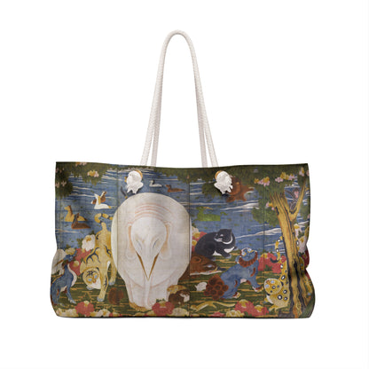 Ito Jakuchu Birds and Animals in the Flower Garden Weekender Tote Bag - White Elephant Japanese Art Large Beach Bag | MU-NI Japan