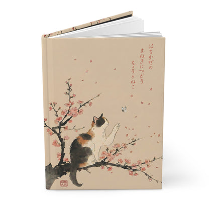 Japanese Calico Cat & Sakura Cherry Blossom Hardcover Notebook - Gift for Cat Lovers | CC1J MU-NI Japan