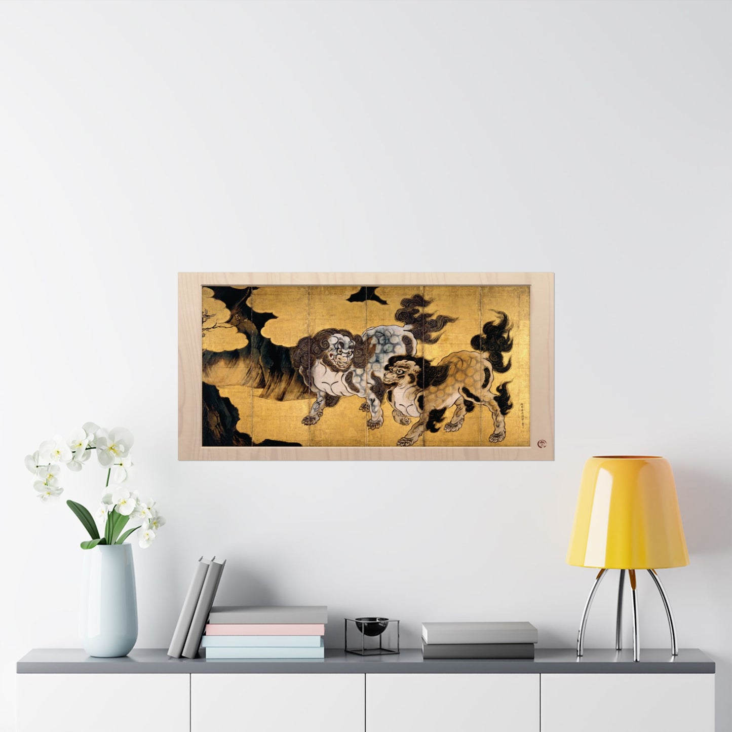 Kano Eitoku | Karajishi Art Print- Japanese Traditional Guardian Lions Poster | RHC MU-NI Japan