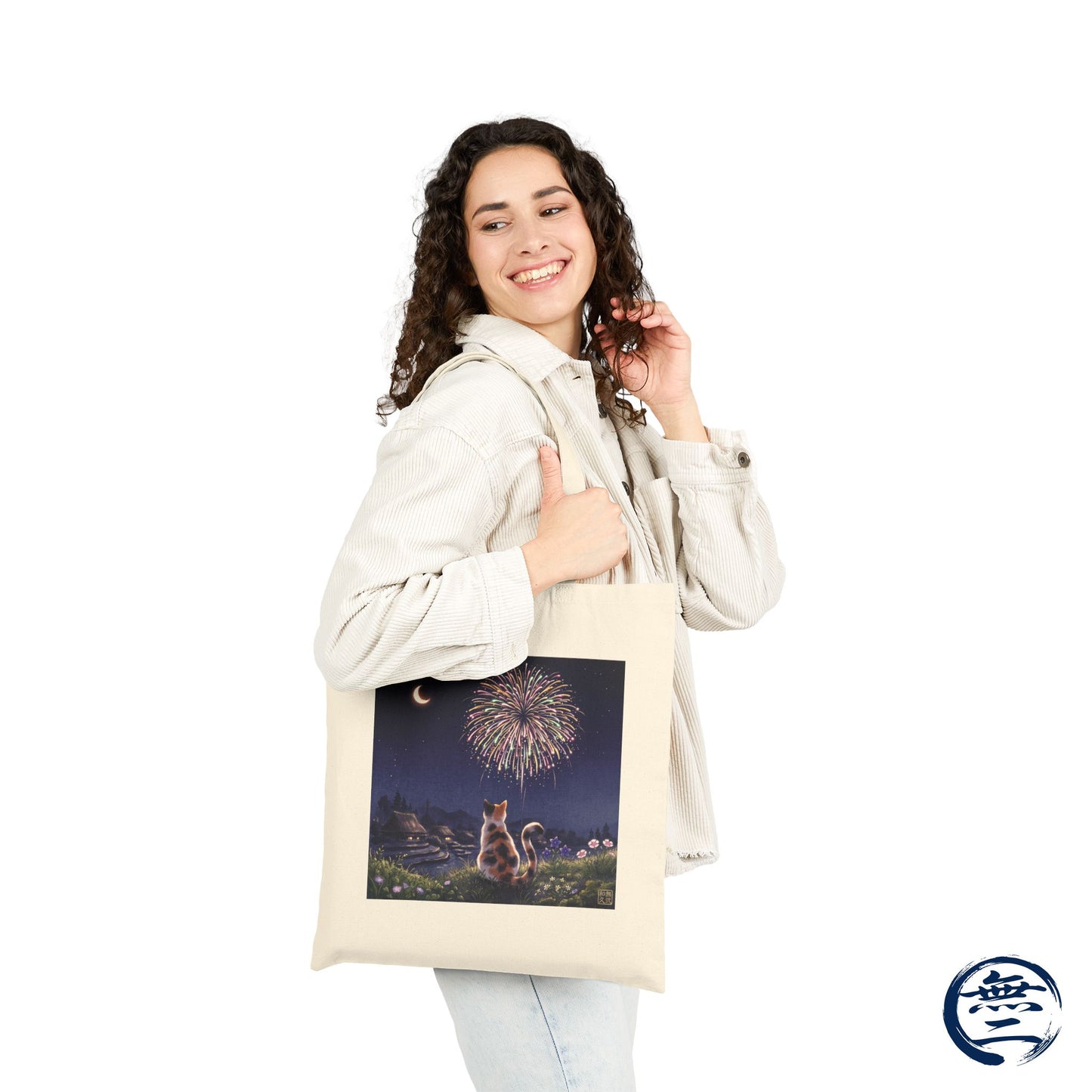 Japanese Calico Cat Fireworks Canvas Tote Bag, Nostalgic Night Sky Summer  Heavy Cotton Shoulder Bag | MU-NI Japan