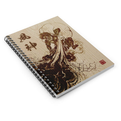 Fujin Wind God Woodburn Art Spiral Notebook - Japanese Mythology Ruled Notebook, Zen Stationery FJ1I | MU-NI Japan