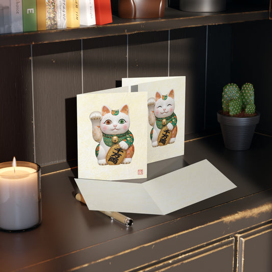 Shin-Maneki neko Modern Kimekomi Decor Style Premium Greeting Cards (8,16.24pcs) - Beckon Wealth and Prosperity Postcards MK2P | MU-NI Japan