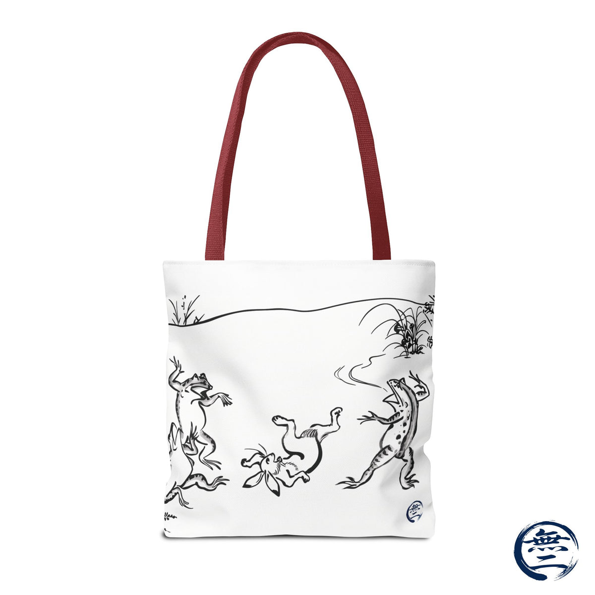 Choju Giga Tote Bag -SHIRO- Japanese Frogs and Rabbits Vintage Scroll Art | MU-NI Japan