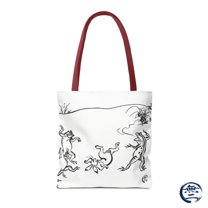 Choju Giga Tote Bag -SHIRO- Japanese Frogs and Rabbits Vintage Scroll Art | MU-NI Japan