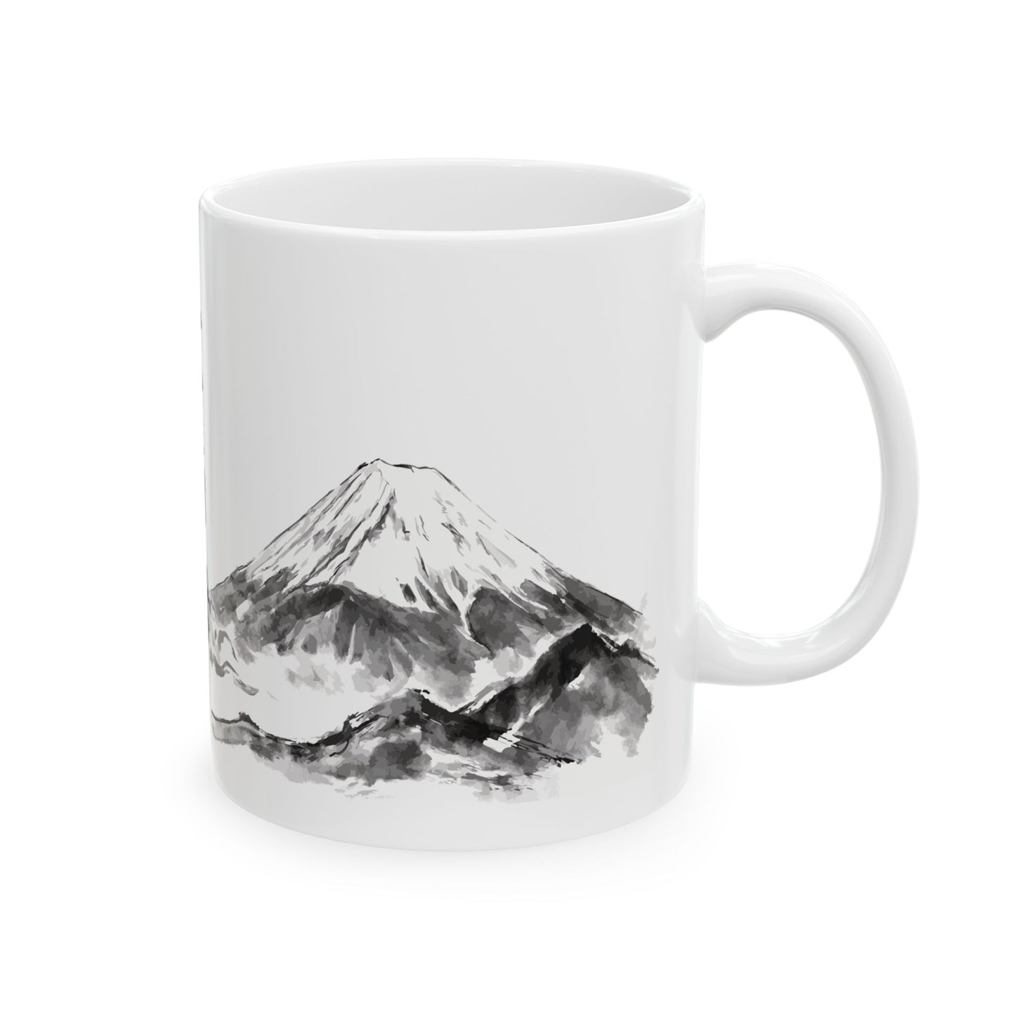 Rising Phoenix Houou over Mount Fuji Ceramic Mug - Japanese Sumi-e Zen Art Coffee Cup, Aesthetic Japandi Home Decor Gift HF1L | MU-NI Japan