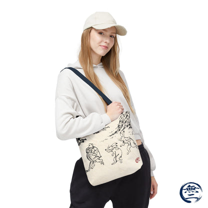 Choju Giga Tote Bag -WASHI- Japanese Frogs and Rabbits Vintage Scroll Art | MU-NI Japan
