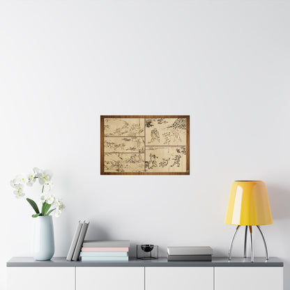 Choju Giga Frogs and Rabbits Woodburn Style Japanese Art Print - Modern Wabi Sabi Wall Decor Poster | MU-NI Japan