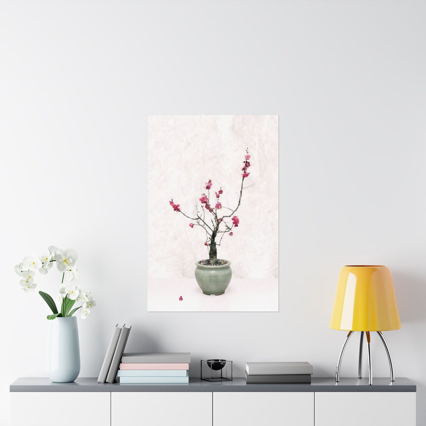 Japanese Red Plum Blossom Bonsai Art Matte Vertical Poster - Zen Botanical Decor, Minimalist Japandi Wall Art, Spring Gift PL1K|MU-NIJapan