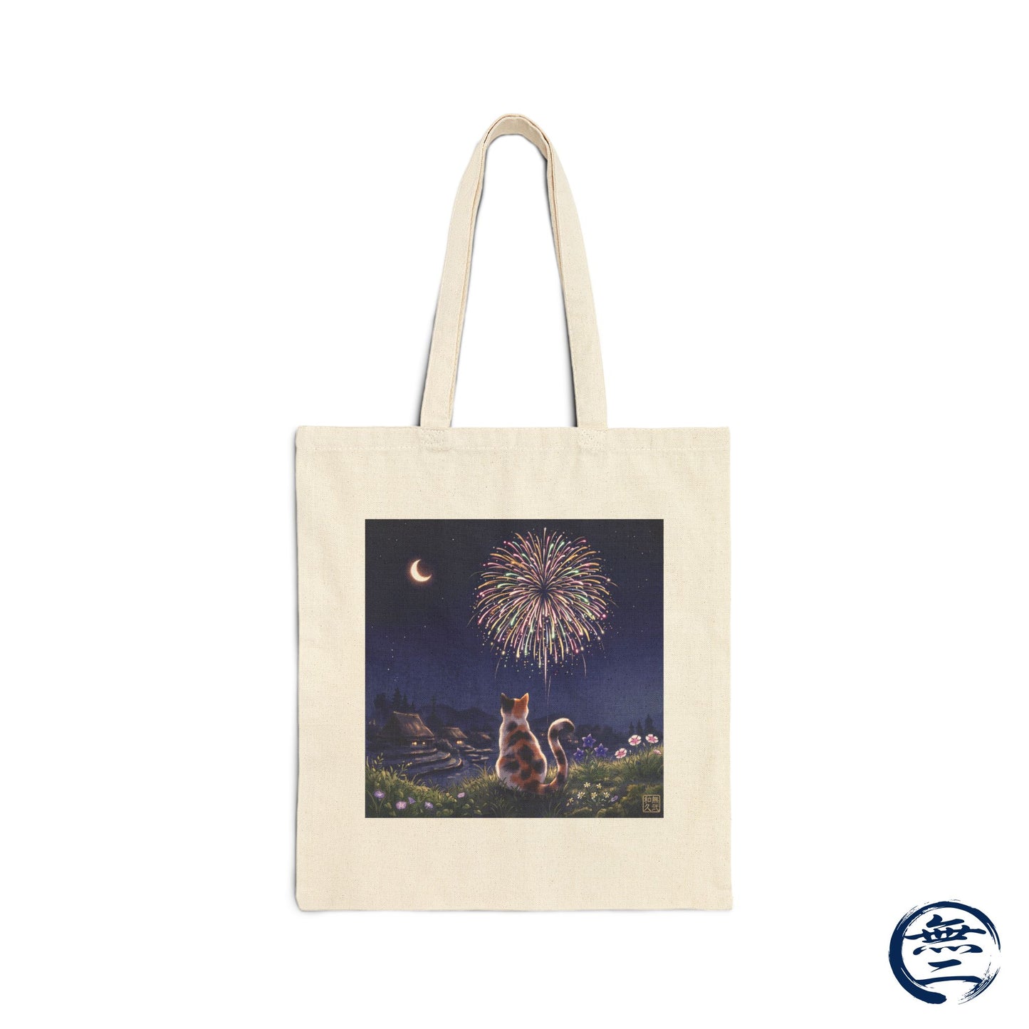 Japanese Calico Cat Fireworks Canvas Tote Bag, Nostalgic Night Sky Summer  Heavy Cotton Shoulder Bag | MU-NI Japan